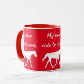 Mug Mon nouveau voyage au travail en cheval drôle (Devant gauche)
