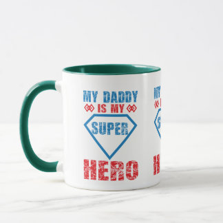 Mug Mon papa est mon super héros triple design pour pa