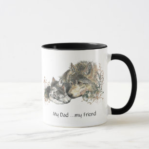 Mug Mon père ...mon ami Aquarelle Wolf Art