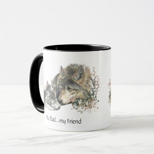 Mug Mon père...mon amiAquarelle Wolf Art (Devant gauche)