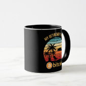 Mug Mon Plan de Retraite Bitcoin Plage Coucher de Sole (Devant droit)