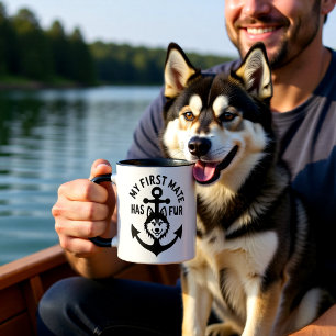 Mug Mon Premier Matelot a des Poils Chien Husky Ancre 