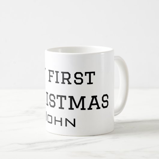 Mug Mon premier Noël ajoute nom masculin hommes texte (Devant droit)