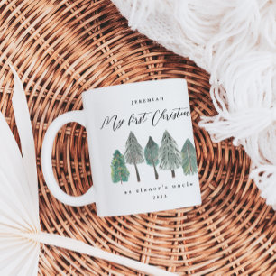 Mug Mon premier Noël en oncle Photo Pine Trees