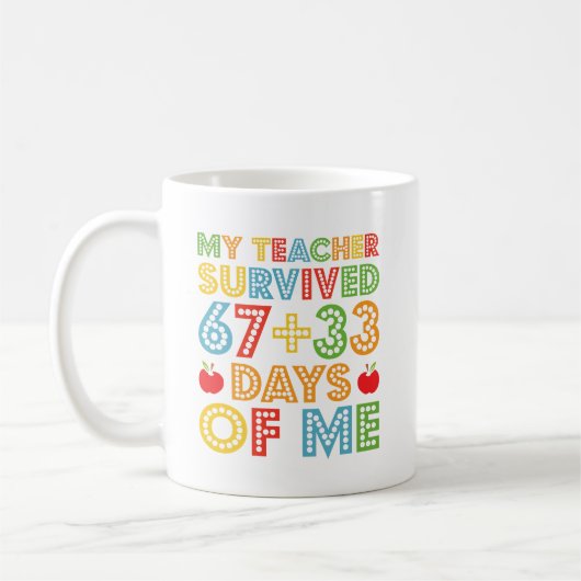 Mug Mon professeur a survécu 67 33 jours de moi 100 éc (Gauche)