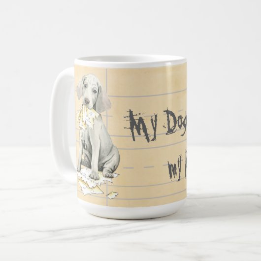 Mug Mon Weimaraner a mangé mes devoirs (Devant gauche)
