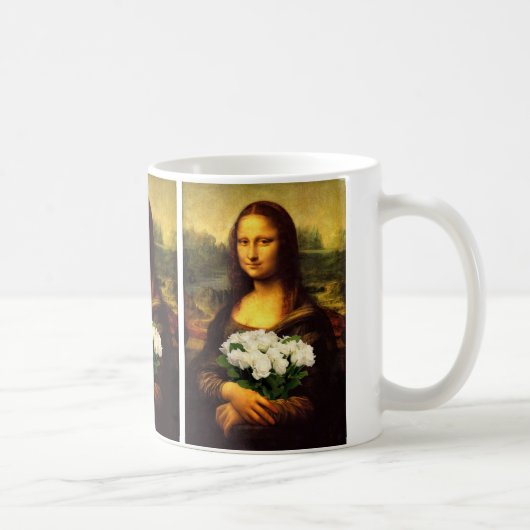 Mug Mona Lisa Avec Bouquet De Roses Blanches (Droite)