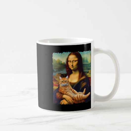 Mug Mona Lisa Holding Chat Portrait Art Peinture Kitty (Droite)