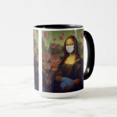 Mug Mona Lisa Jouer En Sécurité Autour De Coronavirus, (Devant droit)