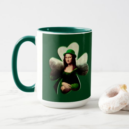 Mug Mona Lisa Saint-Patrick Clover (Avec donut)