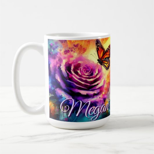 Mug Monarch Butterfly on Rose at Sunset Personalized (Gauche)
