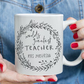 Mug monde meilleur enseignant moderne minima couronne