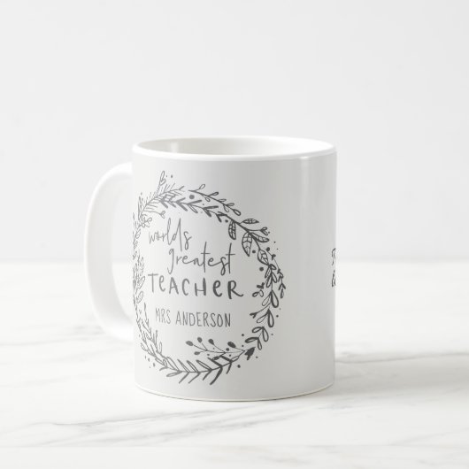 Mug monde meilleur enseignant moderne minima couronne (Devant gauche)