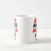 Mug Monde paisible de l'amour : typographie rouge et n (Centre)