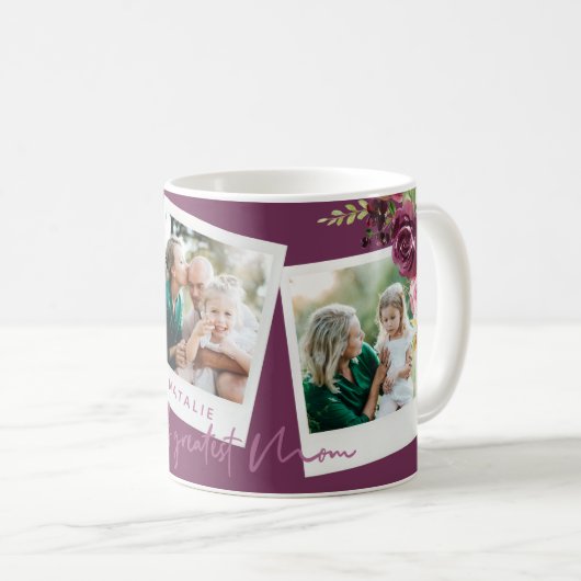 Mug monde plus grande maman aquarelle photo florale (Devant droit)
