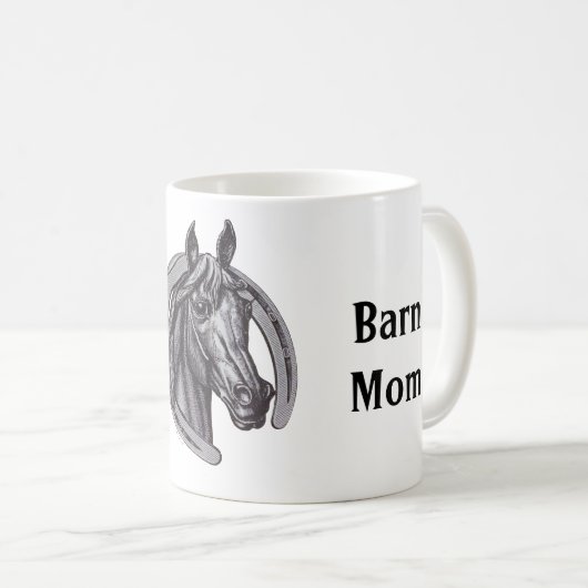 Mug Mondes Meilleure maman grange croquis Cheval Blanc (Devant droit)