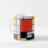 Mug Mondrial Composition Rouge Jaune Bleu Noir (Devant gauche)