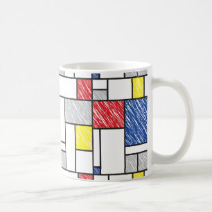 Mug Mondrik Scribbles Minimalist De Stijl Art Moderne