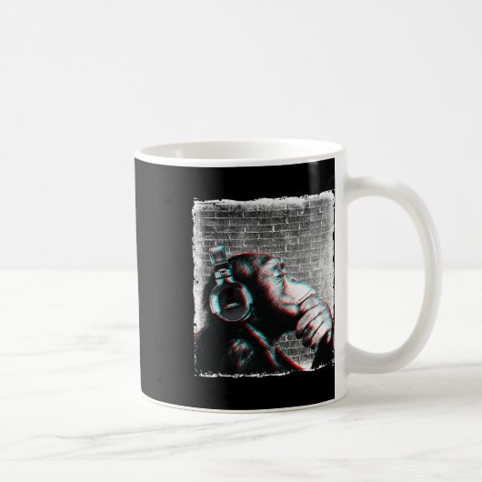 Mug Monkey Chimp Avec Casque Chemise - Edm Dj Music (Droite)