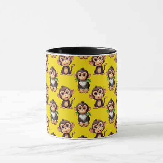 Mug Monkey Pattern Design Yellow  (Centre)
