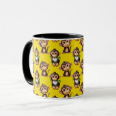 Mug Monkey Pattern Design Yellow  (Devant gauche)