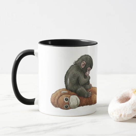 Mug Monkey Punch, bébé orang-outan câlin singe (Avec donut)