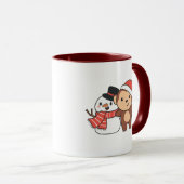Mug Monkey With Snowman In Winter For Christmas (Devant droit)