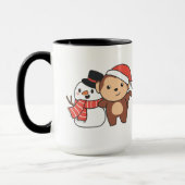 Mug Monkey With Snowman In Winter For Christmas (Gauche)