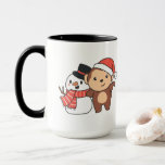 Mug Monkey With Snowman In Winter For Christmas<br><div class="desc">Monkey with a snowman en hiver pour Christmas - a snowman for winter and Christmas. A winter greeting in the cold season for the holidays. Christmas monkey with snowman.</div>