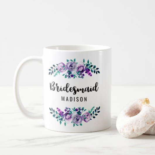 Mug Monnaie et Mariage de couronnes florales pourpres (Avec donut)