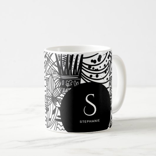 Mug Monnogrammed noir et blanc de Bohême (Devant droit)