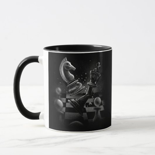 Mug Monochrom d'échecs dramatique (Gauche)