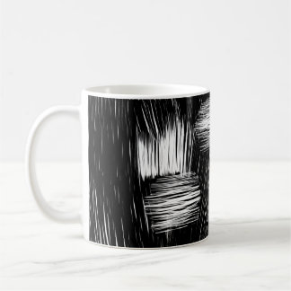 Mug Monochrome Abstract Hatch Texture