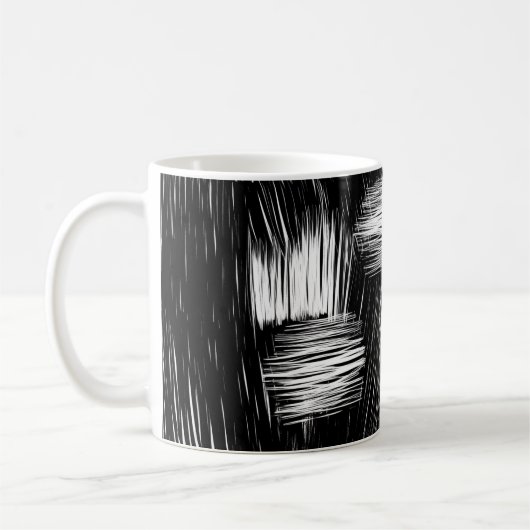 Mug Monochrome Abstract Hatch Texture (Gauche)