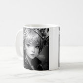 Mug Monochrome Anime Girl (Devant gauche)