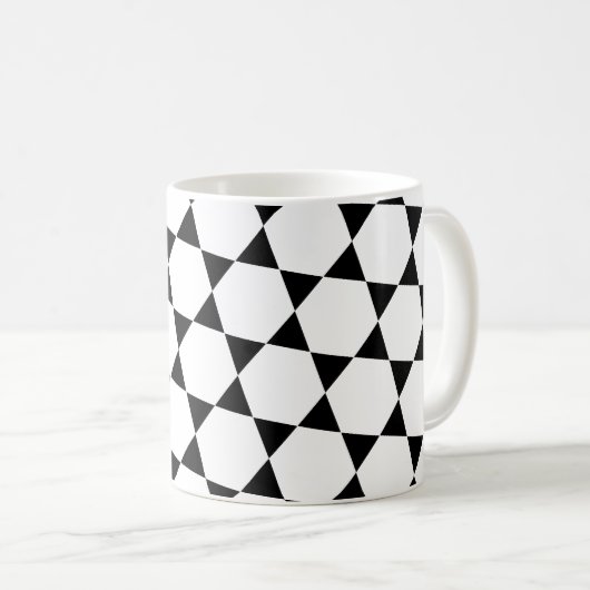 Mug Monochrome B&W Hexagon Honeycomb Triangles Motif (Devant droit)