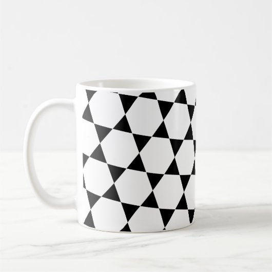 Mug Monochrome B&W Hexagon Honeycomb Triangles Motif (Gauche)