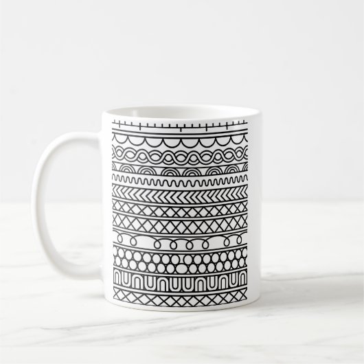 Mug Monochrome Boho Knit Sampler | Tribal Geometric (Gauche)