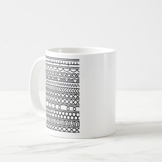 Mug Monochrome Boho Knit Sampler | Tribal Geometric (Devant gauche)
