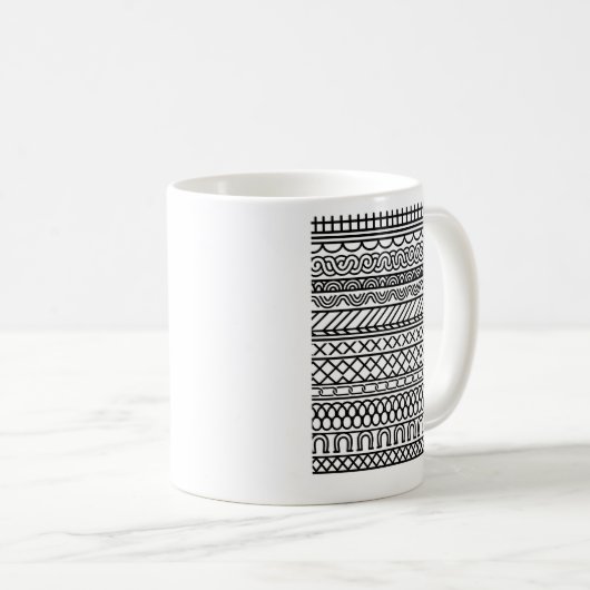 Mug Monochrome Boho Knit Sampler | Tribal Geometric Te (Devant droit)