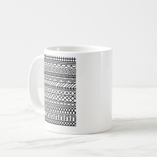 Mug Monochrome Boho Knit Sampler | Tribal Geometric Te (Devant gauche)
