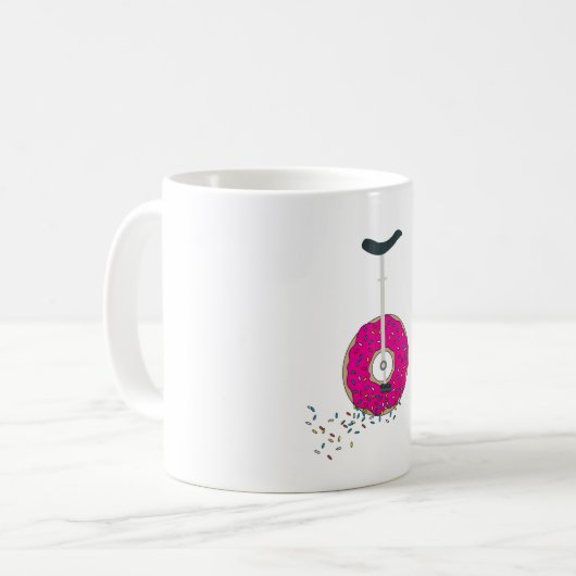 Mug Monocycle de roue de beigne rose avec arrosage col (Devant gauche)