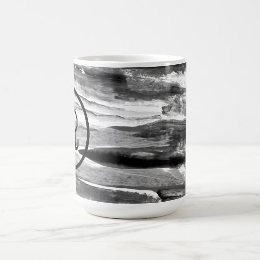 Mug MONOGRAM Acrylique Peinture Brushstrokies Abstrait (Centre)