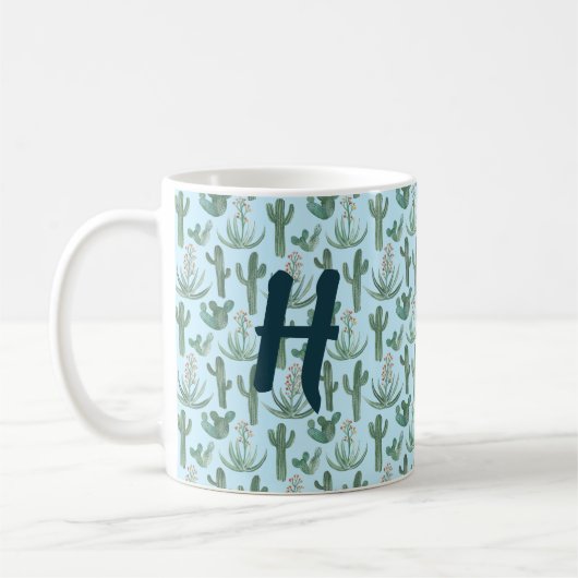 Mug MONOGRAM Aquarelle Cactus & Succulent Désert (Gauche)