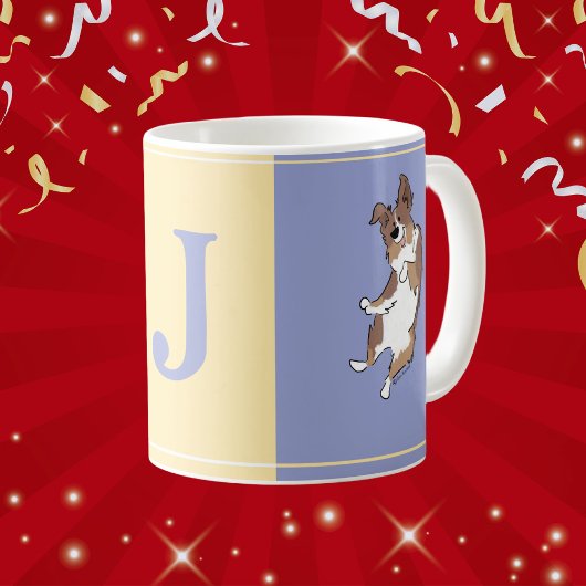 Mug Monogram Australian Shepherd Happy Color Block