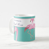 Mug Monogram Beach House Flamants roses Turquoises ble (Devant gauche)