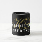Mug Monogram Black Gold White Name Minimalist Elegant  (Centre)