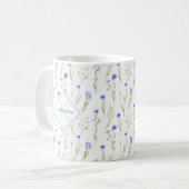 Mug Monogram Blue Wild Flower Motif personnel (Devant gauche)