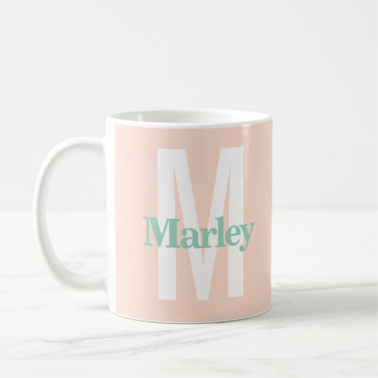 Mug Monogram Blush Pink mignon Bold élégant tendance c (Gauche)