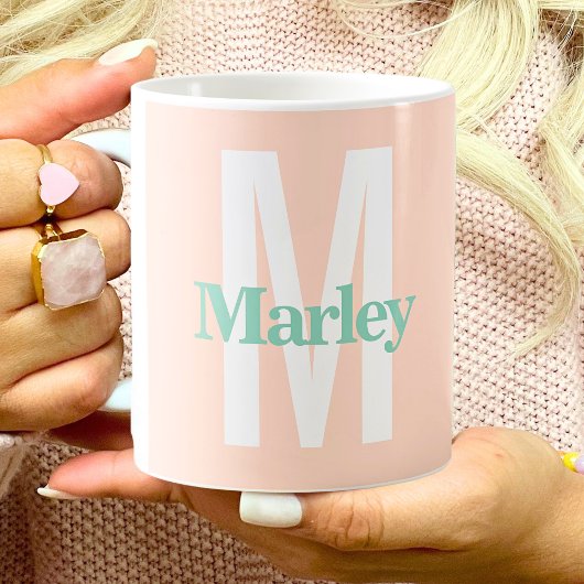Mug Monogram Blush Pink mignon Bold élégant tendance c
